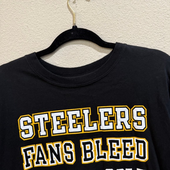 Steelers Fans Bleed Black & Gold Reebok‎ T-Shirt Mens Large Football - Picture 1 of 5